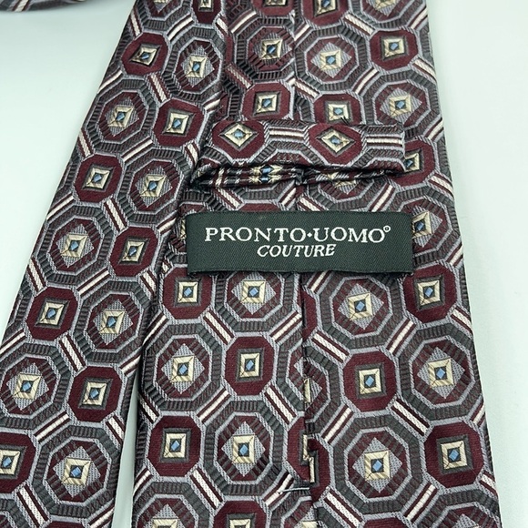 Pronto Uomo Men's Necktie 100% Silk Tie - Picture 3 of 5